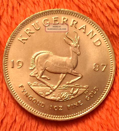 1987 1 Oz South African Gold Krugerrand Bullion Coin 22 Kt Pure Gold