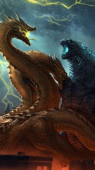 Legends collide in godzilla vs. 320x568 Godzilla vs King Ghidorah King of the Monsters ...