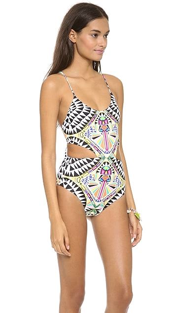 Mara Hoffman Cosmic Fountain Lace Up One Piece Swimsuit Shopbop