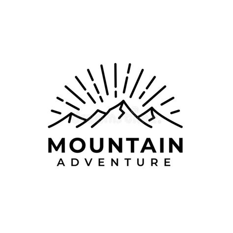 Mountain Adventure Line Art Logo Design Insignia Stock Vector