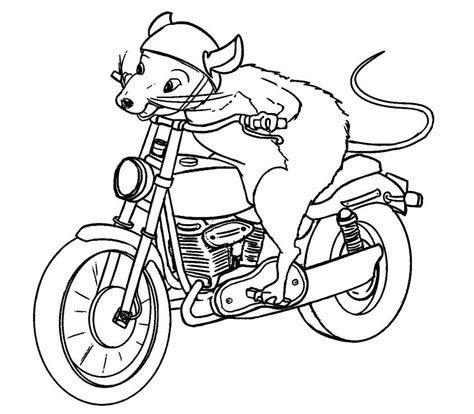 Animated motorcycle riding coloring page. Mouse Riding Motorcycle Coloring Page - Free Printable Coloring Pages for Kids