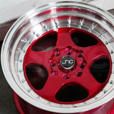 One 17x9 Jnc 010 Jnc010 5x100 25 Candy Red Machine Lip Wheel Rims Wheels
