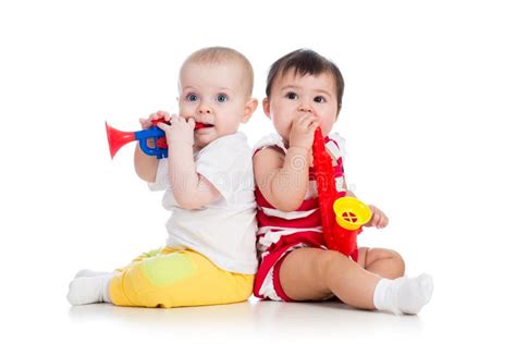 Babies Girls Playing Musical Toys Stock Photo Image Of Kindergarten