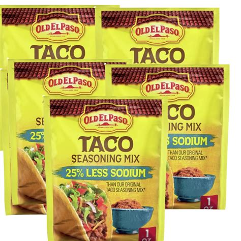 Old El Paso 25 Less Sodium Taco Seasoning 1oz Pack Of 6