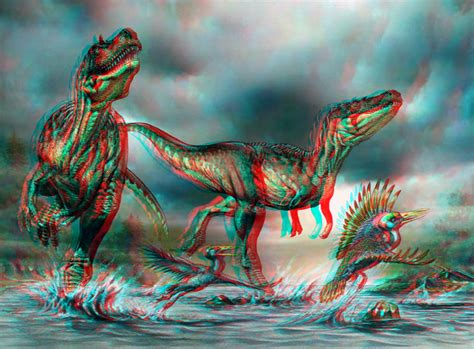 Albertosaurus Ichthyornis 3d Red Cyan Anaglyph By Fan2relief3d On