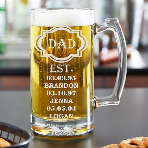 Fathers Day T Personalized Beer Glass Etched Dad Beer Etsy Dads