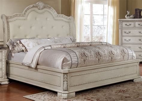 Magnolia Traditional Upholstered King Panel Bed Antique