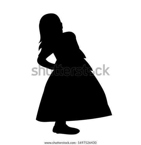 White Background Black Silhouette Little Girl Stock Vector Royalty