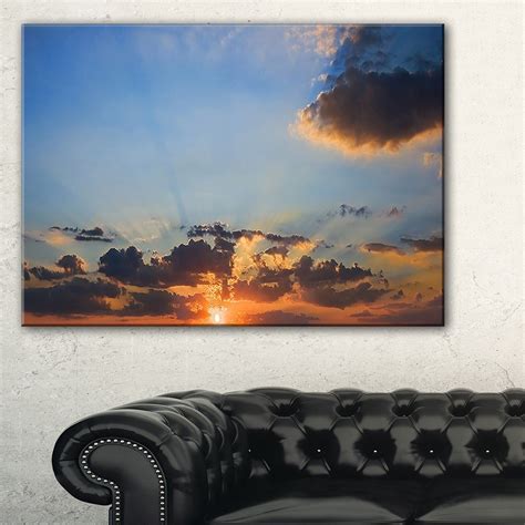 Beautiful Cloudy Sunset Panorama Extra Large Seascape Art Canvas
