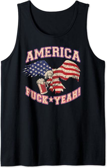 america fuck yeah bald eagle beer 4th of july vintage tank top clothing shoes