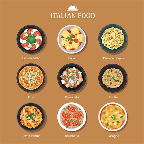 Premium Vector Set Of Italian Food Flat Design