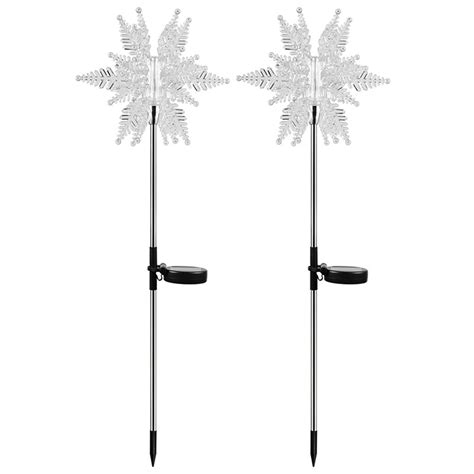 2 Pack Solar Christmas 3d Snowflakes Lights Outdoor Solar Powered