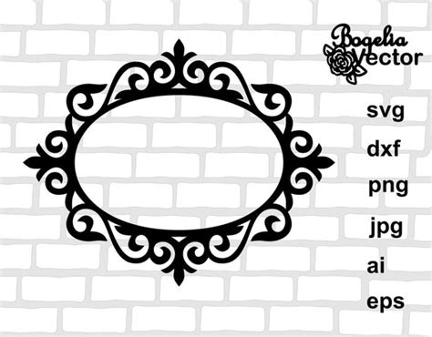 Oval Frame Svg Frame Cut File Oval Border Monogram Wedding Etsy Uk