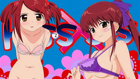 Boobs Redhead Belly Two Women Kiss X Sis Suminoe Ako Suminoe Riko Underwear Bra Anime