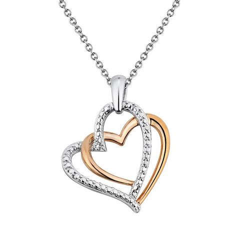 Two Hearts Forever One Diamond Accent 10k Rose Gold Over Silver