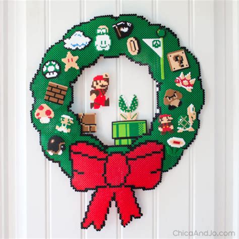 Super Mario Perler Bead Christmas Wreath Free Pattern Chica And Jo