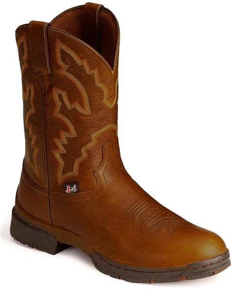 Justin Mens George Strait Twang Waterproof Cowboy Work Boots Round