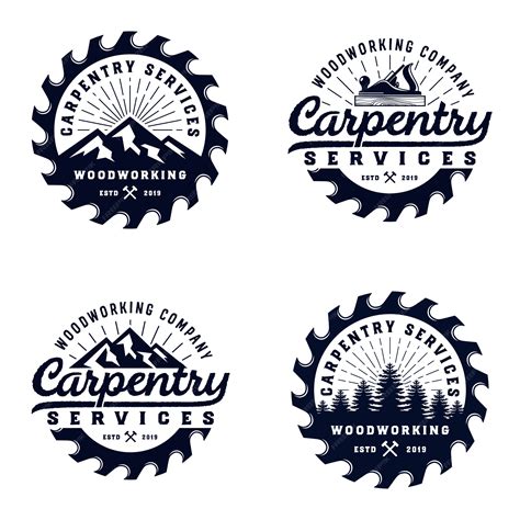 Premium Vector Vintage Badge Wood Carpentry Logo Template With