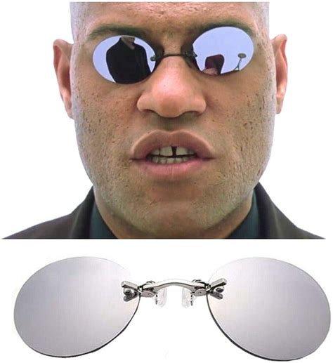 Ccgsdj Clip On Nose Sunglasses Men Vintage Matrix Morpheus Rimless Sun Glasses Round