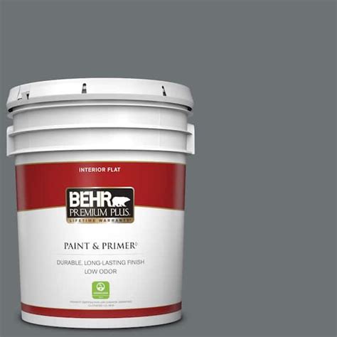 Behr Premium Plus 5 Gal Mq5 28 Dawn Gray Flat Low Odor Interior Paint
