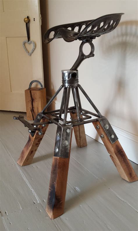 On the bottom, place washer on lag bolt and. Bar stool made from engine piston and tractor seat ...