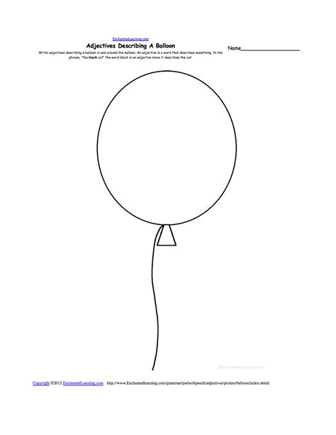 Printable Balloon Pattern Describing A Balloon In And Around The