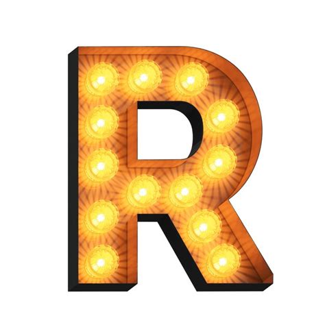 Premium Photo Led Marquee Letter R On White Background