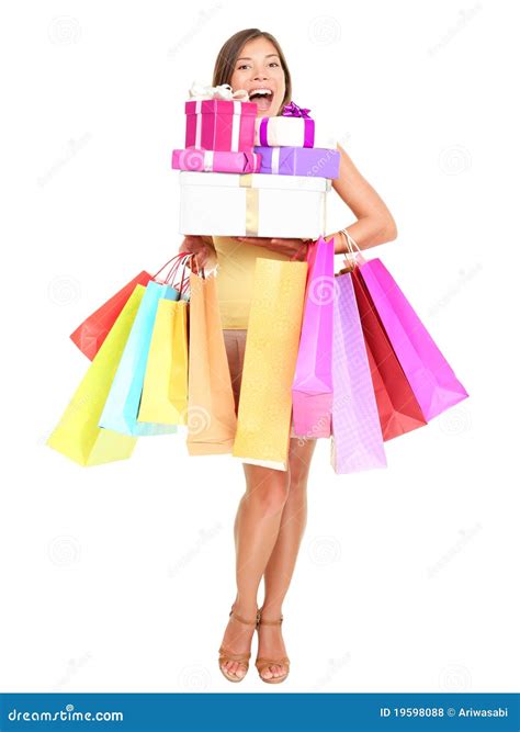 Mulher Da Compra De Shopaholic Foto de Stock - Imagem de lifestyle