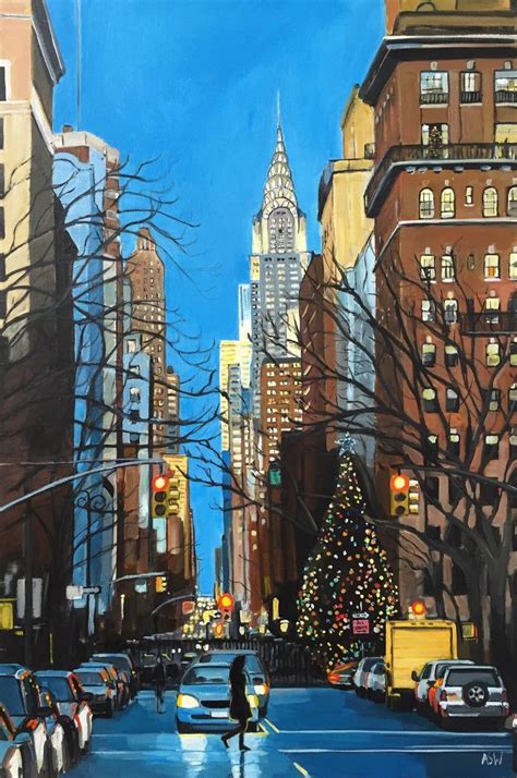 Angela Wakefield Painting Of Christmas In New York With Chrysler
