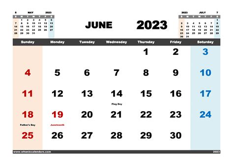 Free Printable June 2023 Calendar With Holidays Pdf In Landscape