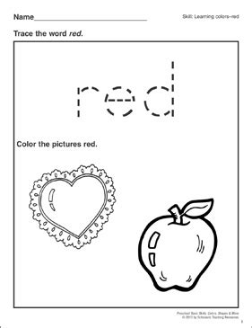 We have collected 39+ coloring page kindergarten worksheets images of various designs for you to color. Red: Preschool Basic Skills (Colors) | Printable Skills Sheets