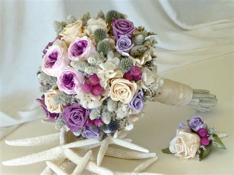 Hawaii Wedding Flowers Purple Ivory Lilac Bouquet