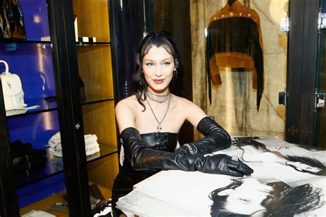 Bella Hadid Wears Black Leather Dress To Chrome Hearts X Bella Party