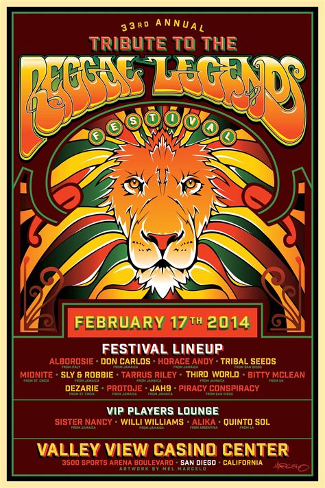 Commemorative Poster For Todays Tribute To The Reggae Legends Festival