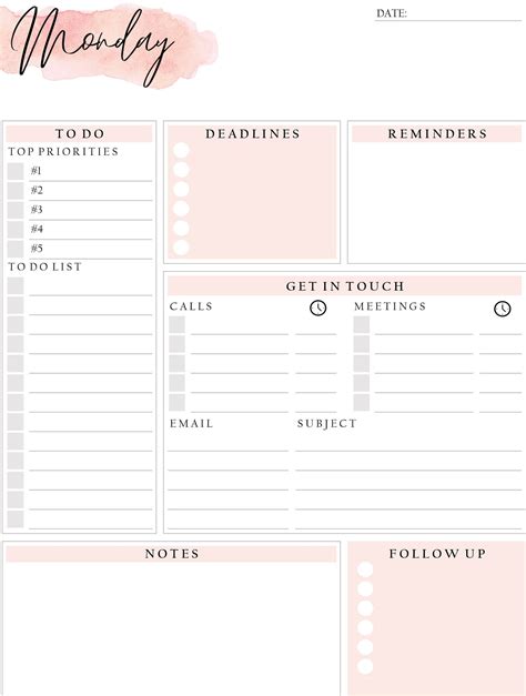 Editable Daily Planner To Do List Printable Productivity Day