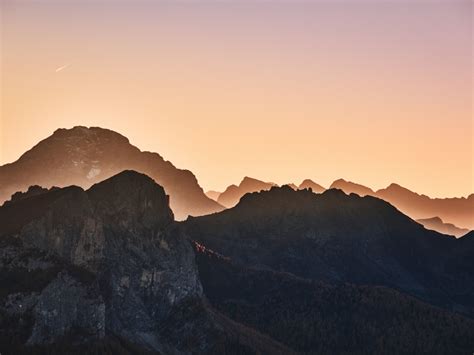 Wallpaper Giau Pass Mountains Sunset Horizon Desktop Wallpaper Hd