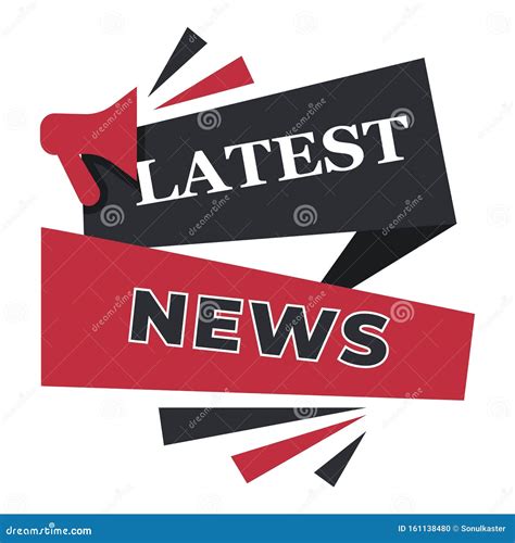 Latest News Announcement Banner with Stripes and Megaphone Stock Vector