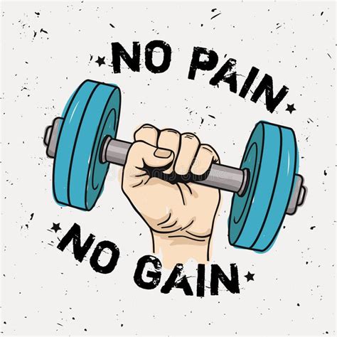Vector Grunge Illustration Of Hand With Dumbbell And Motivational