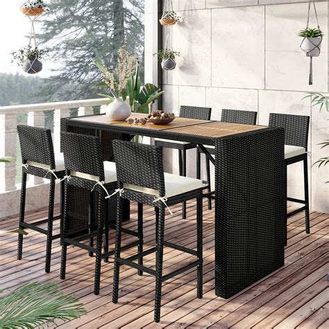 Buy 7 Piece Outdoor Patio Rattan Counter Height Dining Set All Weather
