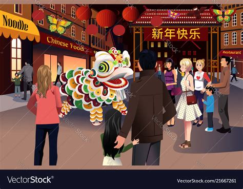 People Celebrating Chinese New Year Royalty Free Vector