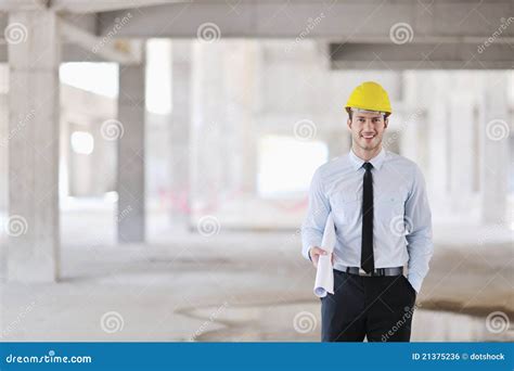 Architect On Construction Site Stock Photo Image Of Company Paper