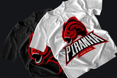 Piranha Mascot Sport Logo Design Custom Designed Illustrations ~ Creative Market