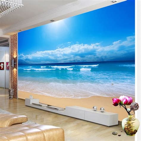 Custom 3d Photo Wallpaper Sea View Wall Painting Living Room Sofa
