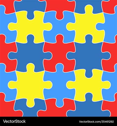 Colorful Jigsaw Seamless Puzzle Pattern Autism Vector Image
