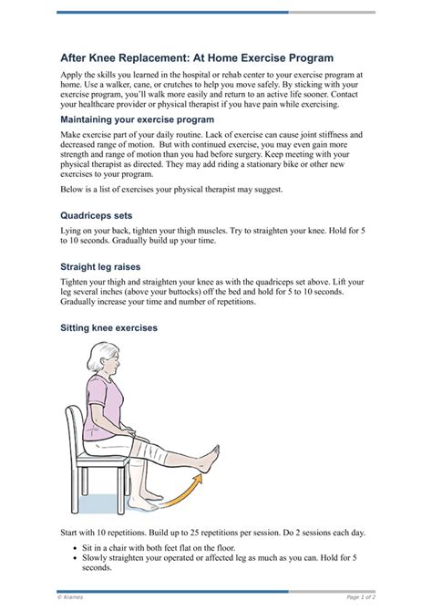 Pdf After Knee Replacement At Home Exercise Program Healthclips Online