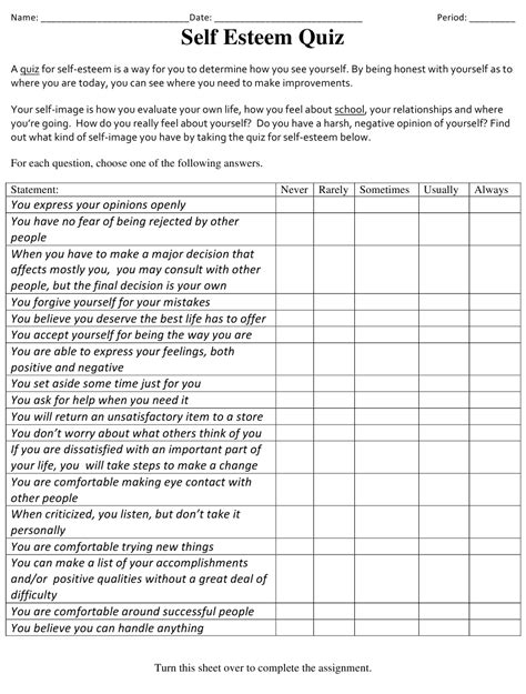 Free Printable Self Esteem Worksheets For Adults Pdf Printable Worksheets