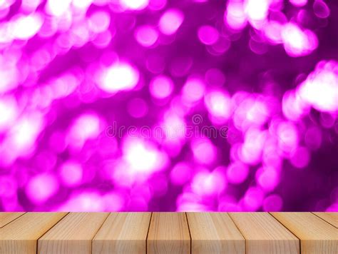 Wood Table Top On Bokeh Light Abstract Background Can Be Used For