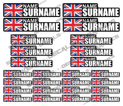 Bike Name Tag Stickers With Country Flag
