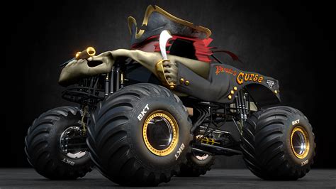 3d Model Pirates Curse Monster Jam® Monster Truck On Pantone Canvas