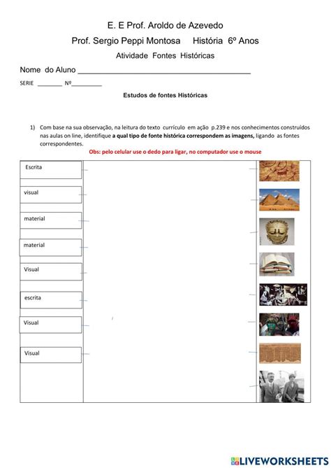 Fontes Hist Ricas Online Exercise For Anos